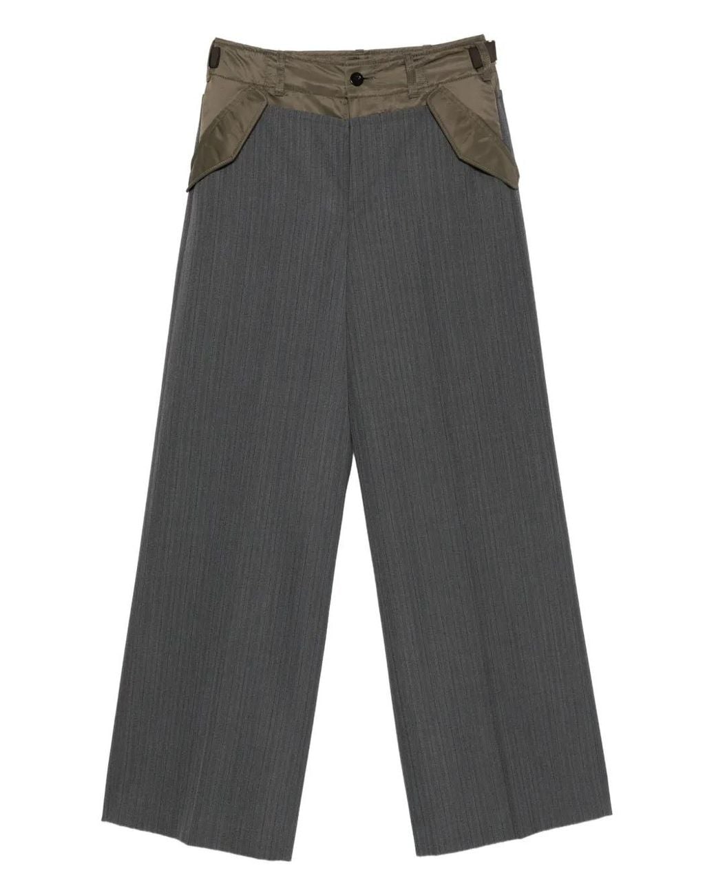 Sacai Gray Pinstripe Panelled Trousers