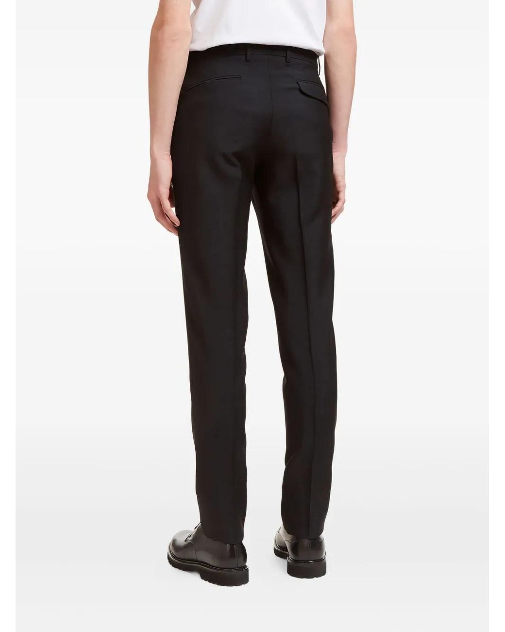 Aiezen Black Wool-Blend Tailored Trousers for men