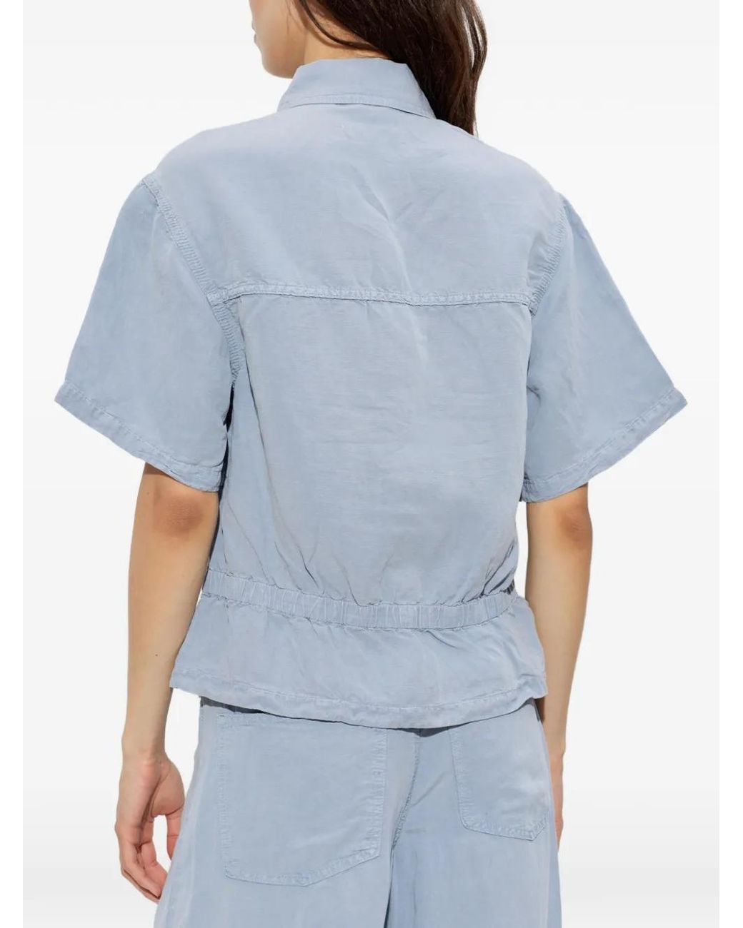 AllSaints Blue Elasticated-Waist Short-Sleeve Shirt