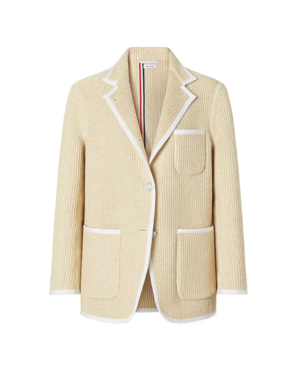 Thom Browne Blazer Met Streep En Raffia-Effect in het Natural
