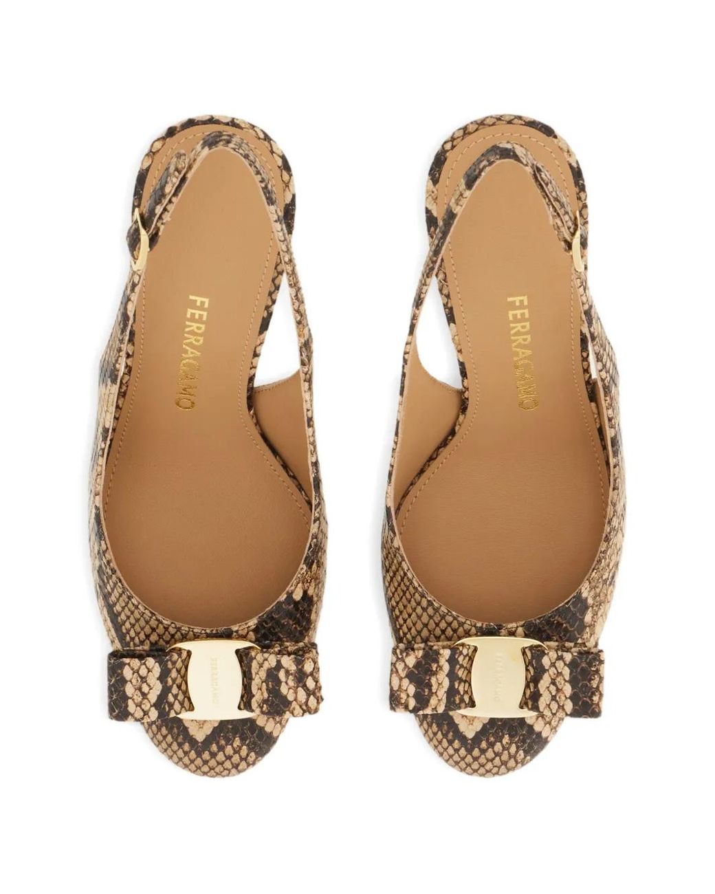 Ferragamo Metallic Vara Bow Slingbacks