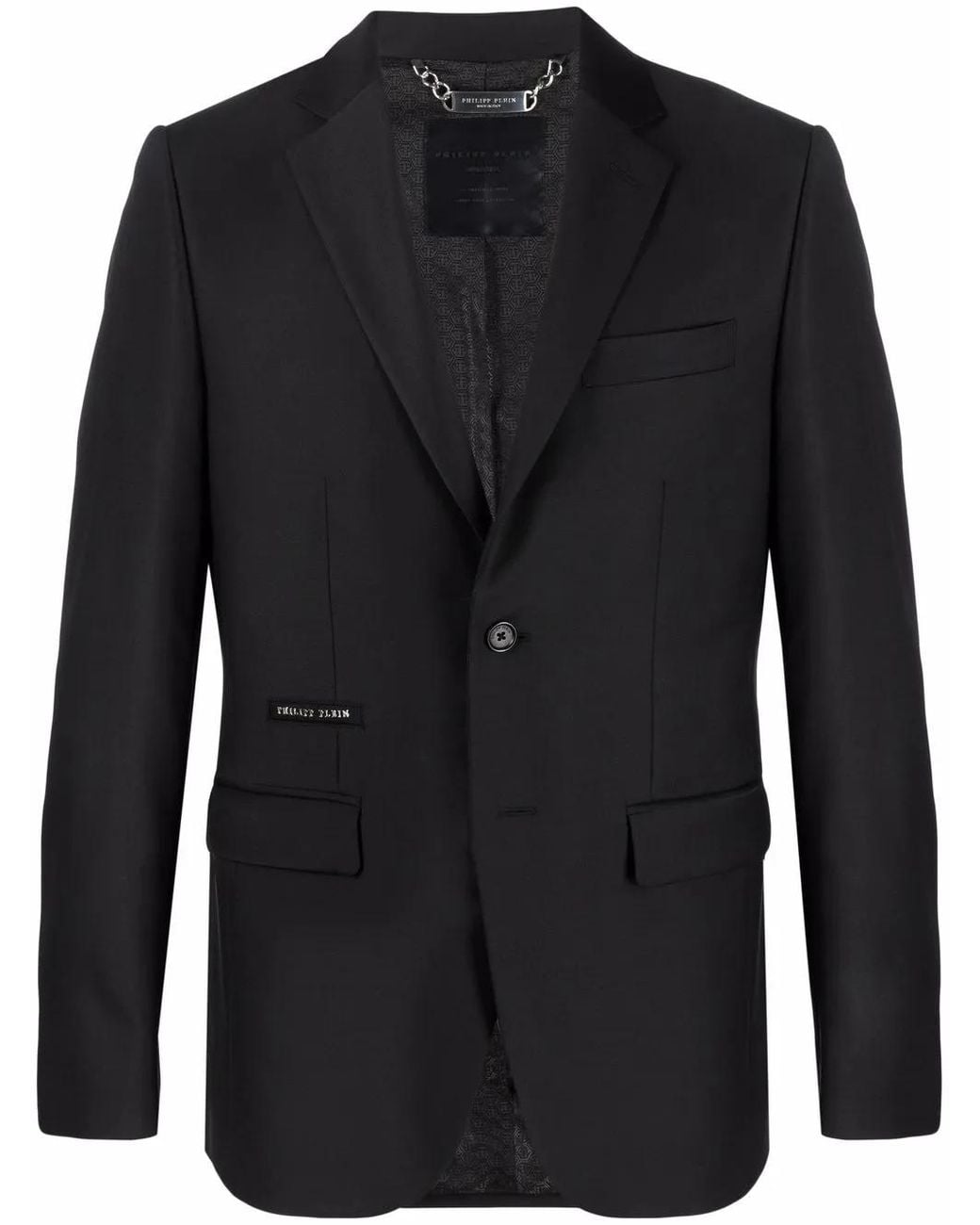 Philipp Plein Black Crystal Skull Single-Breasted Blazer for men