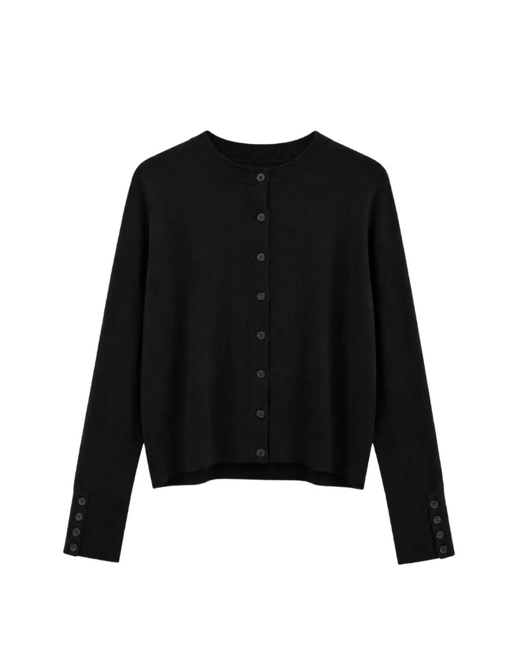 Yigal Azrouël Black Essential Button-Cuff Crew-Neck Cardigan