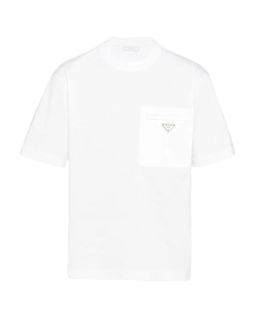 Prada White Re-Nylon And Jersey T-Shirt for men