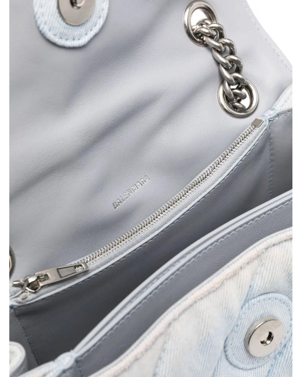 Balenciaga White Crush Denim Shoulder Bag