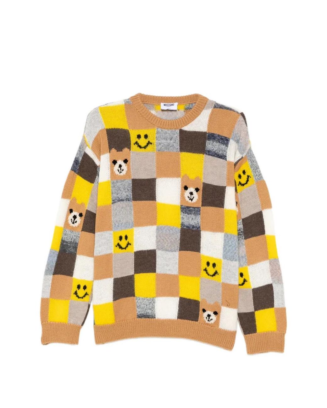 Moschino Yellow Checked Sweater for men