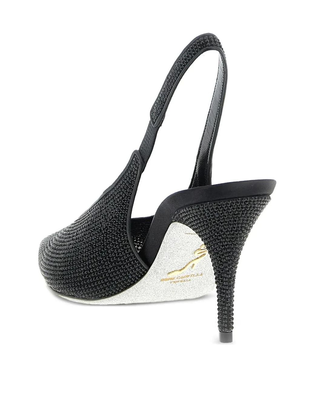 Rene Caovilla Black 80Mm Jinny Crystal-Appliqué Slingback Pumps