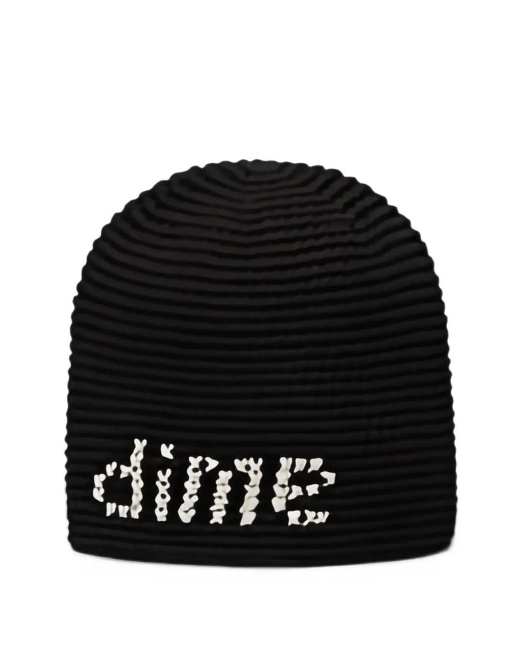Dime Black Crochet Logo-Embroidered Beanie Hat
