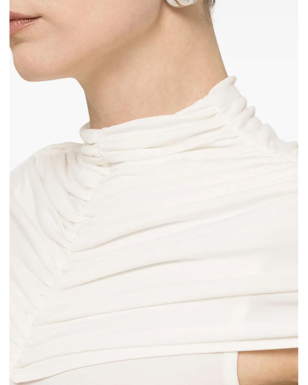 Nissa White Ruched-Detail Bodysuit