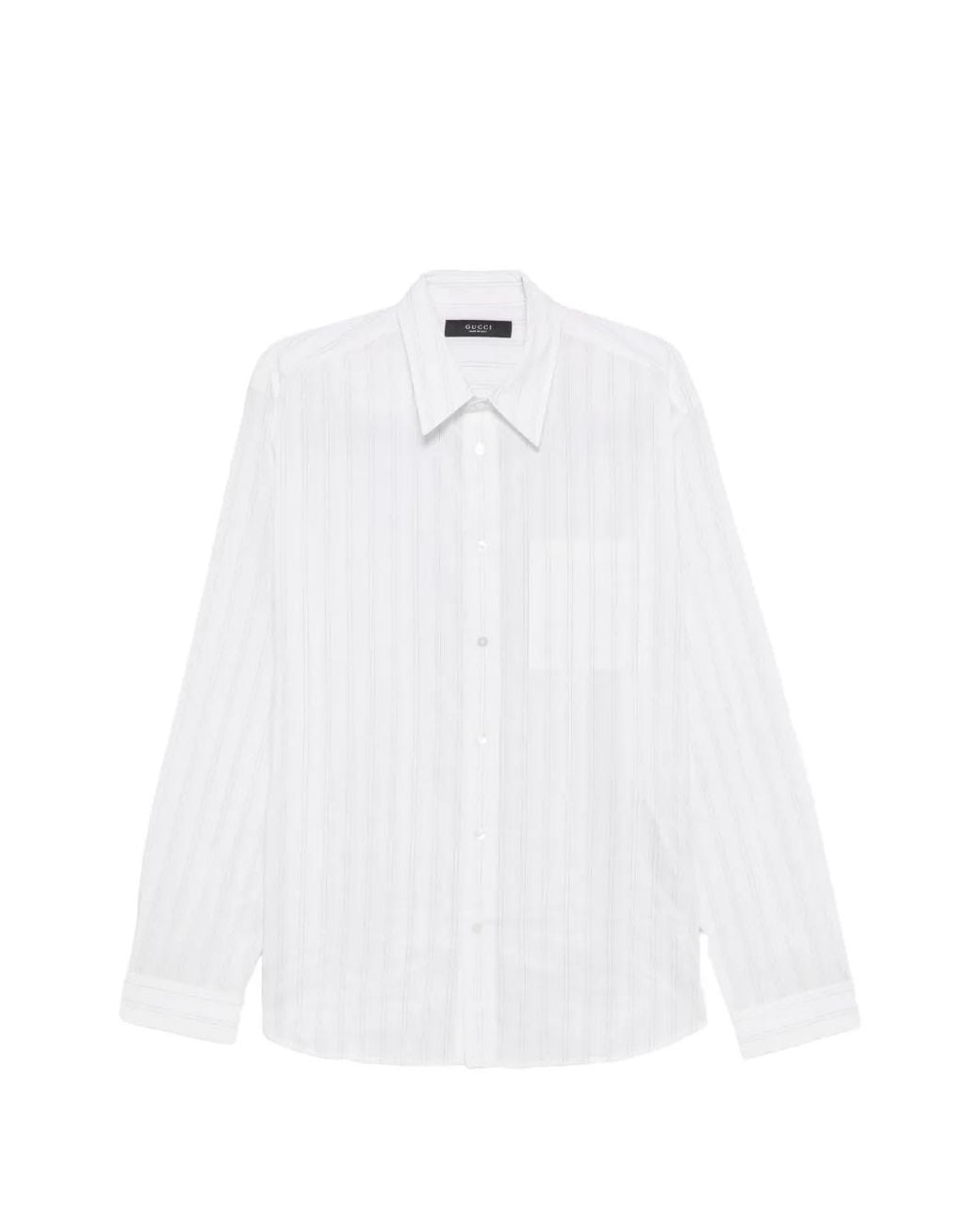 Gucci White Striped-Pattern Chest-Pocket Shirt for men