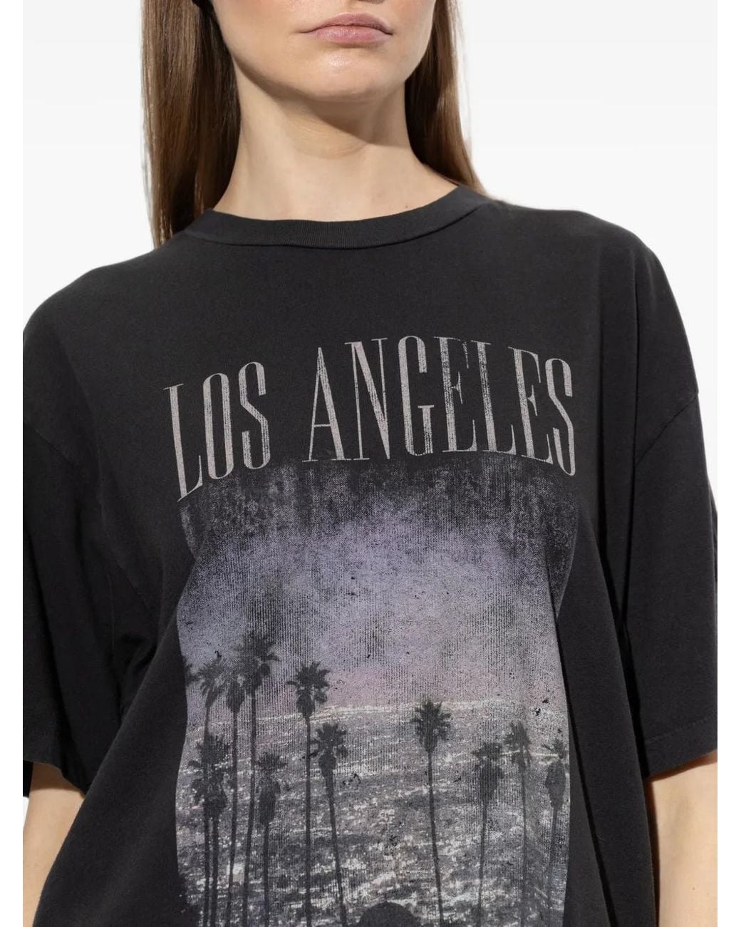 Anine Bing Black Cade Graphic-Print T-Shirt