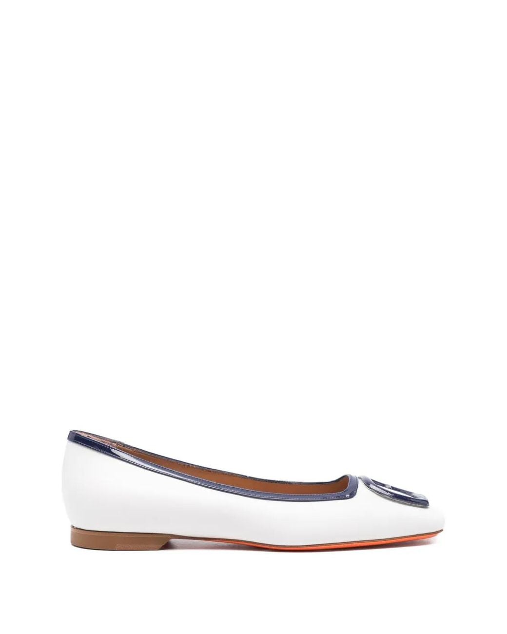 Santoni White "Atena" Ballet Flat Shoes