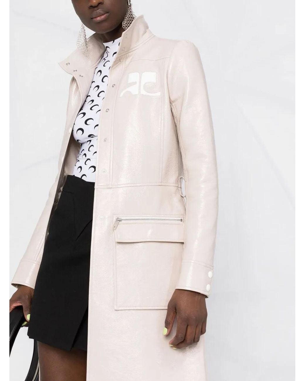 Courreges Multicolor Logo-Appliqué Vinyl Trench Coat