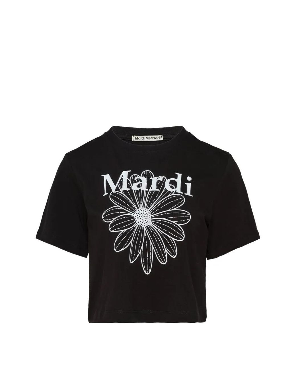 MARDI MERCREDI Black Flowermardi Cropped T-Shirt