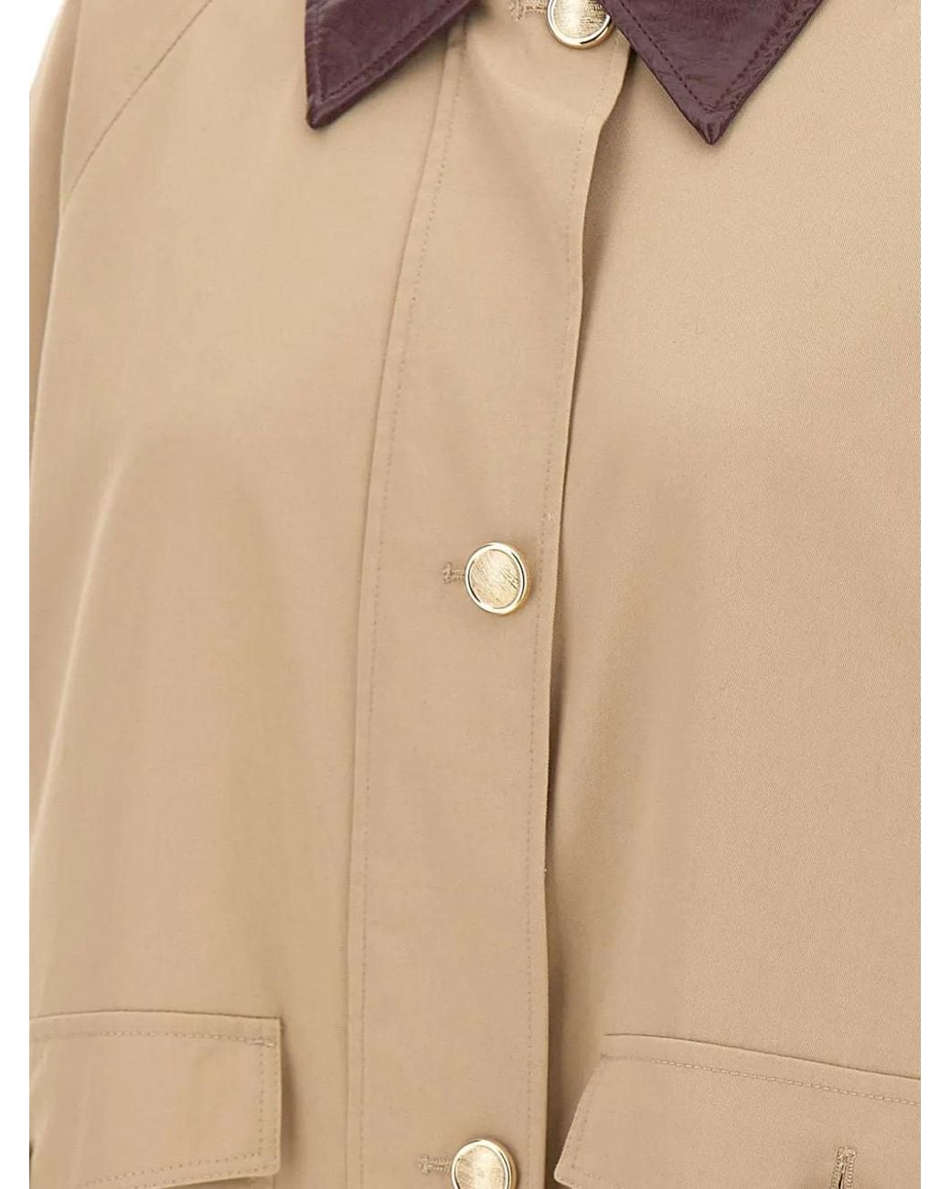 Marella Natural Contrasting-Collar Zip-Up Jacket