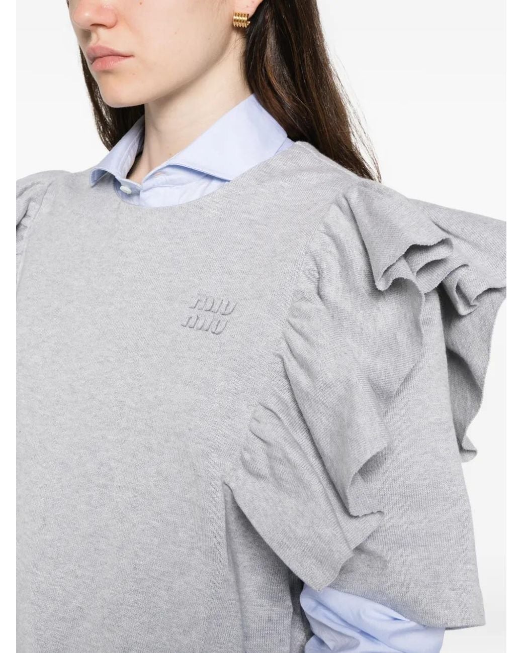 Miu Miu Gray Ruffled Dress
