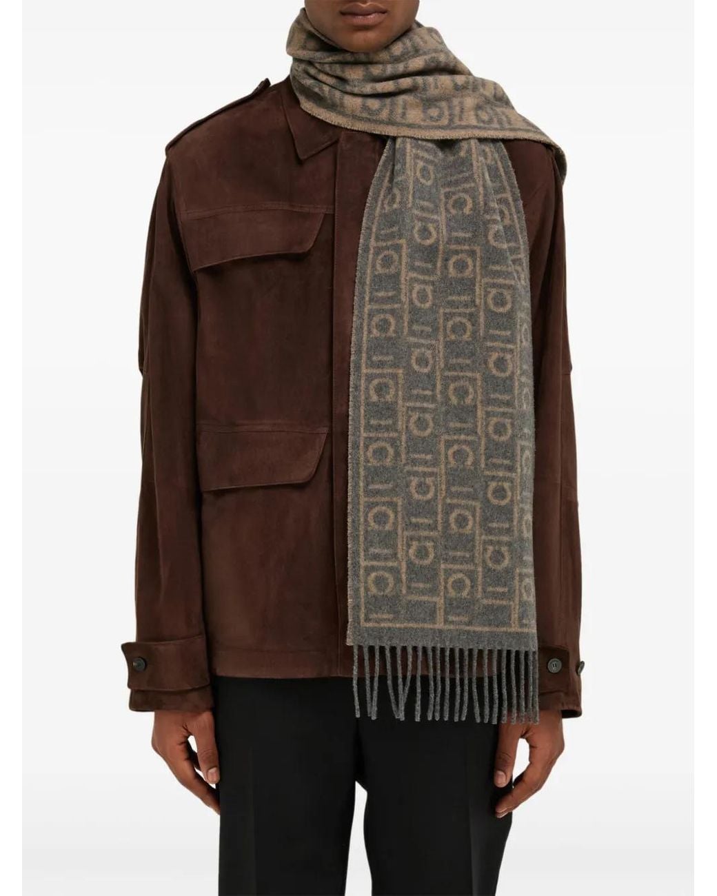 Écharpe À Motif Monogrammé Ferragamo pour homme en coloris Gray