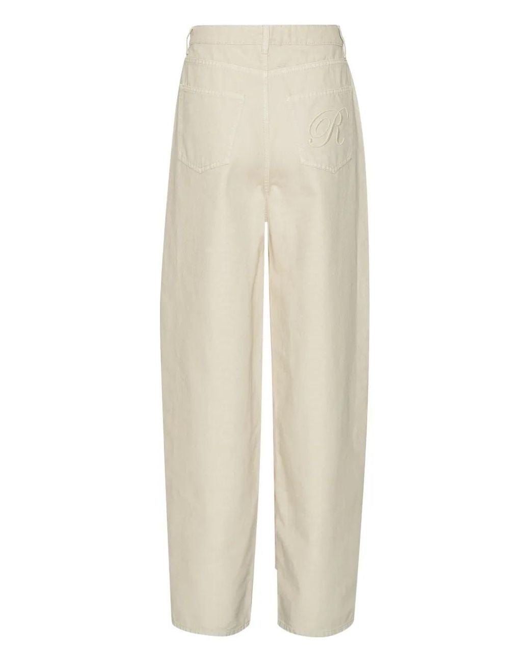 ROTATE BIRGER CHRISTENSEN White R-Embroidery Cotton Straight-Leg Jeans