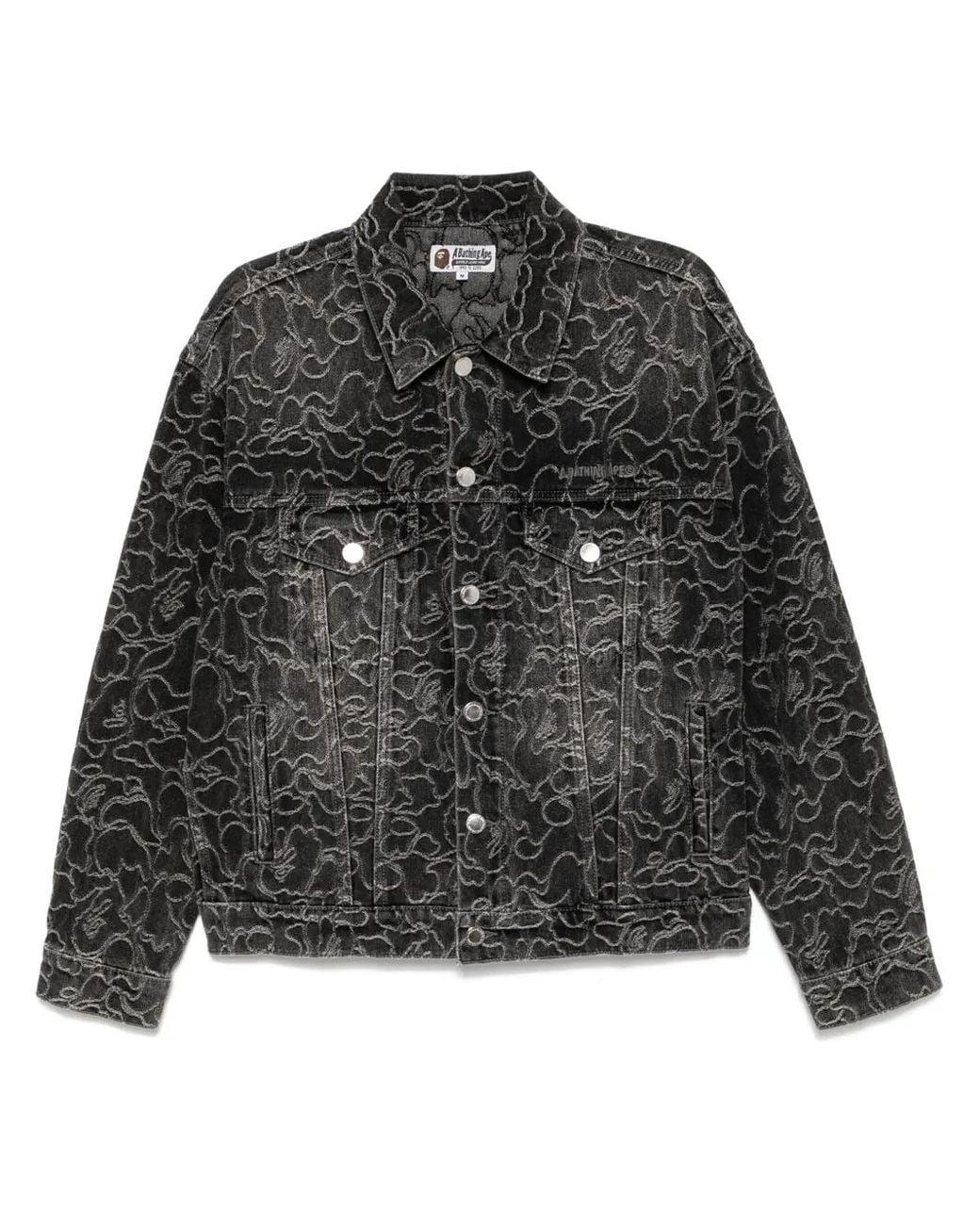 A Bathing Ape Black Logo-Embroidered Denim Jacket for men