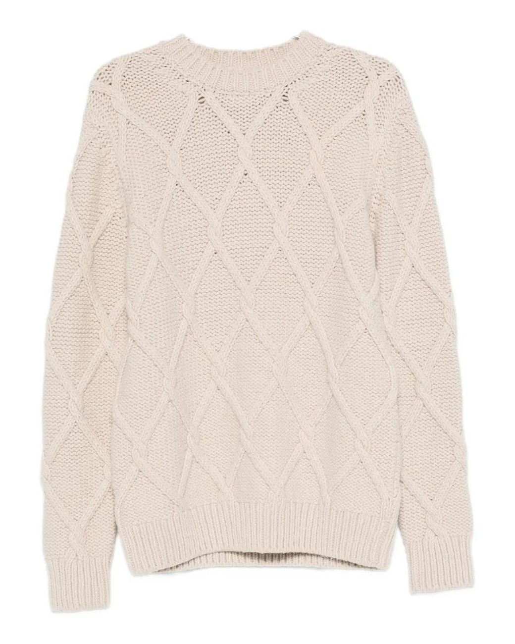 Eleventy Natural Cable-Knit Crew-Neck Sweater for men