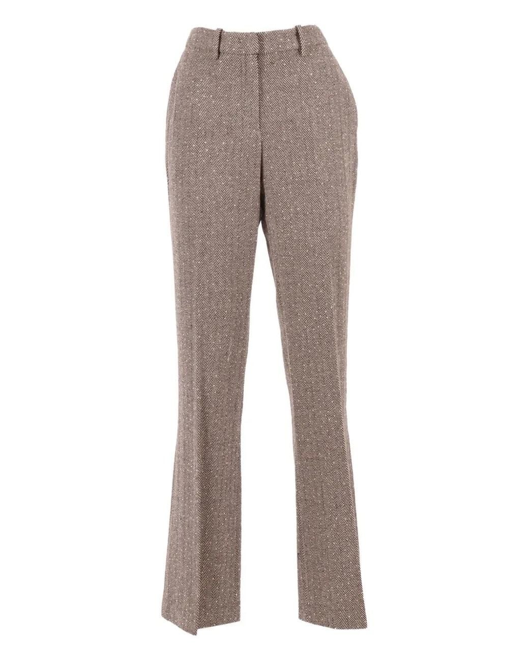 ERMANNO FIRENZE Gray Herringbone Trousers
