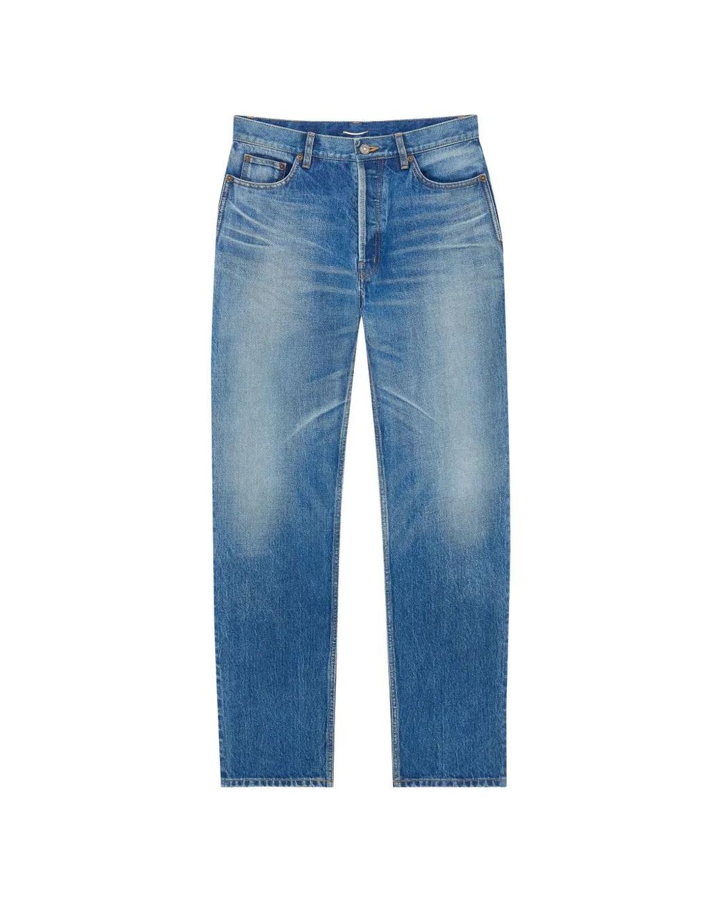 Saint Laurent Blue Buttoned Cotton Jeans for men