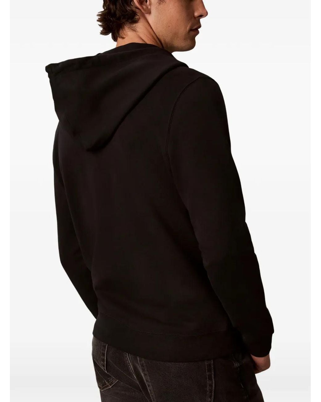 Calvin Klein Black Logo-Print Zip-Up Hoodie for men
