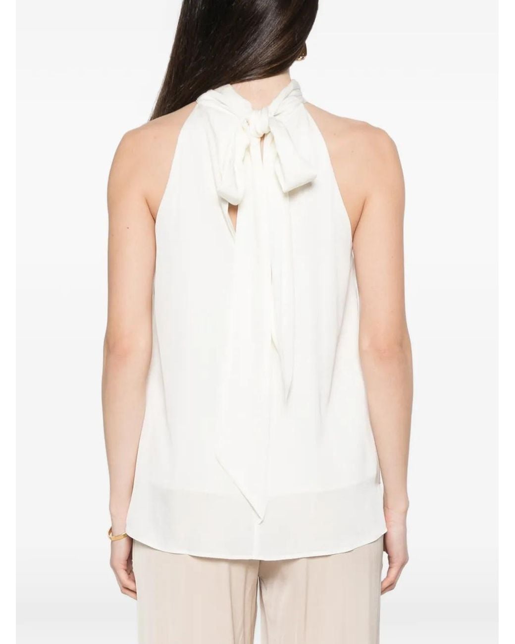 Silk95five White Villet High-Neck Blouse