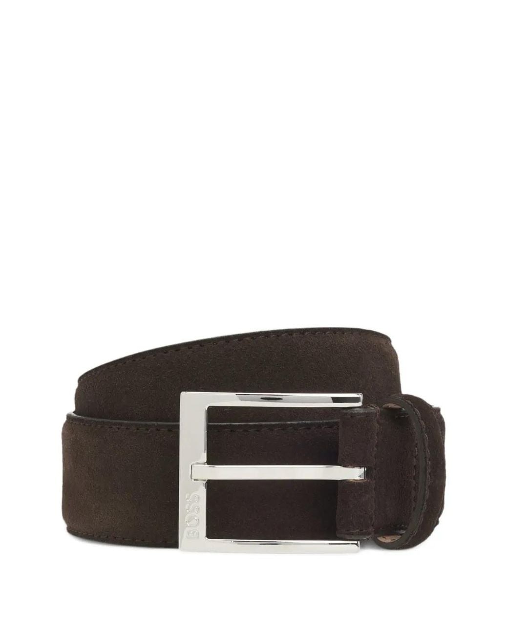Boss Black Square-Buckle Leather Belt for men