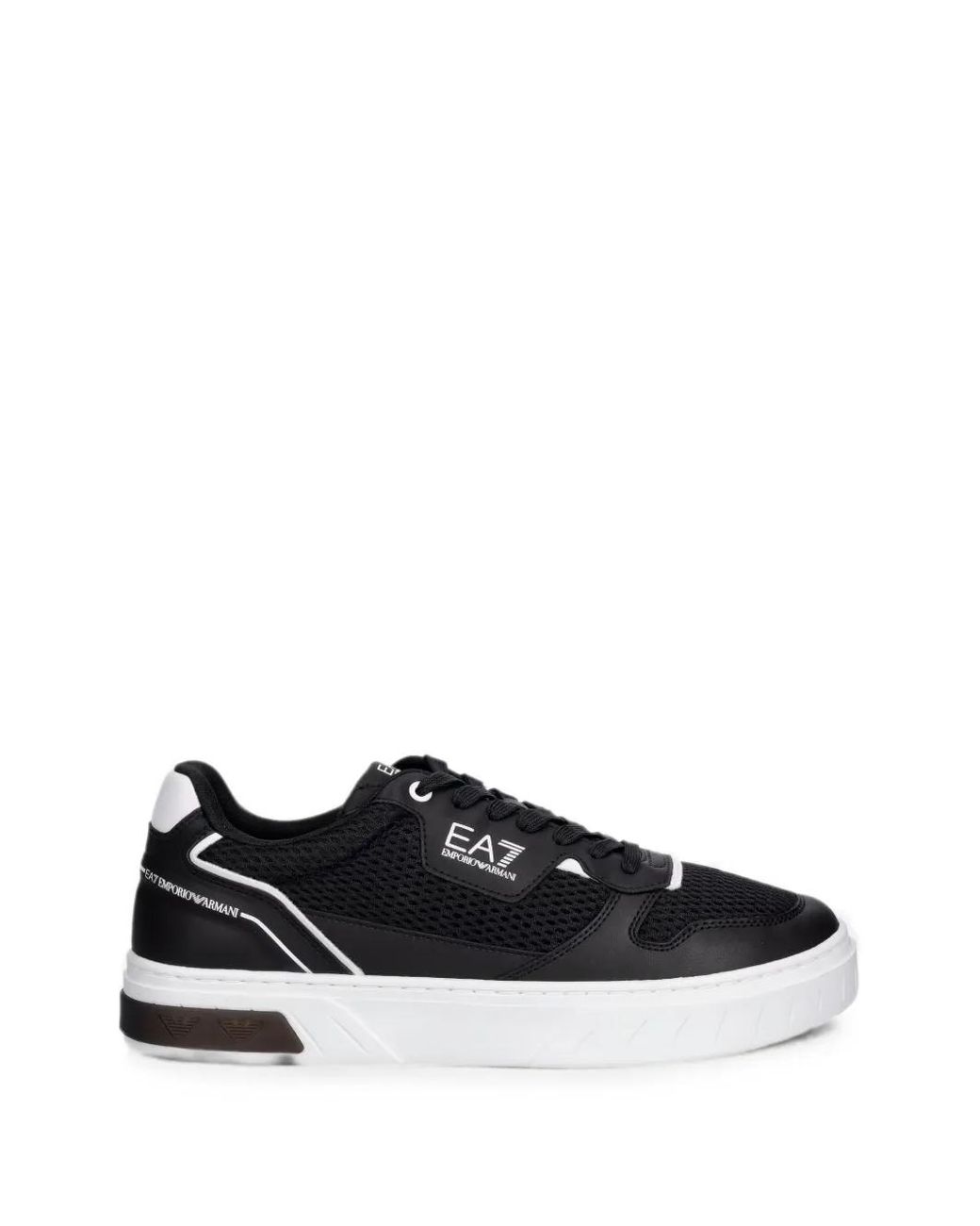 EA7 Black Mesh-Panelled Logo-Print Sneakers
