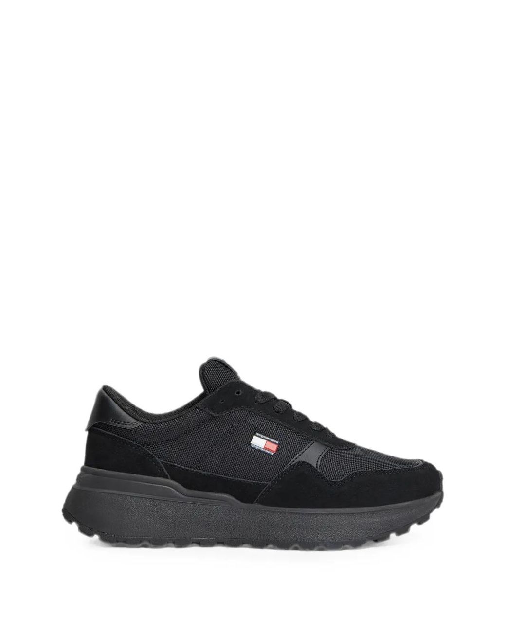 Tommy Hilfiger Black Logo-Patch Lace-Up Sneakers