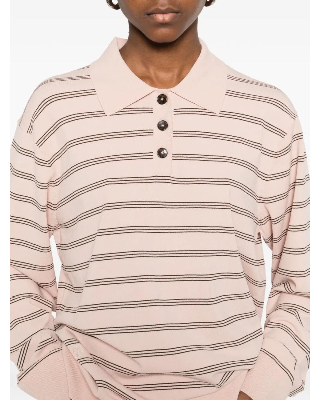 THE GARMENT Pink Madison Striped Polo Top