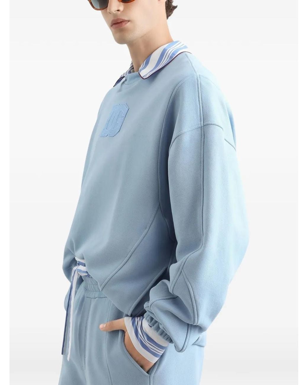 Dolce & Gabbana Blue Treated Cotton Sweatshirt for men
