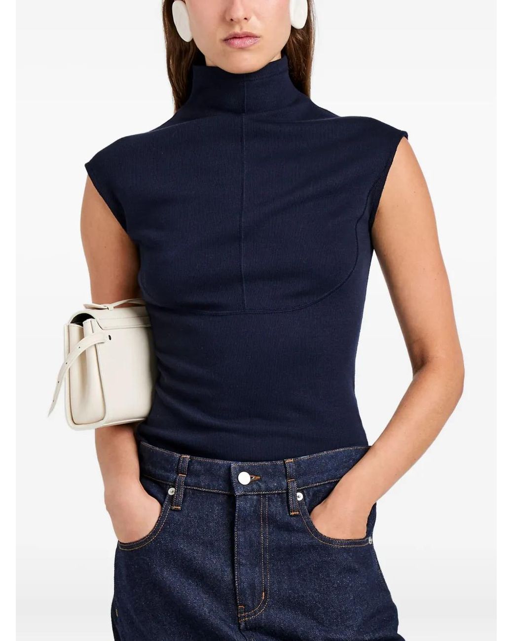 Proenza Schouler Blue Zane Brushed Rib Top