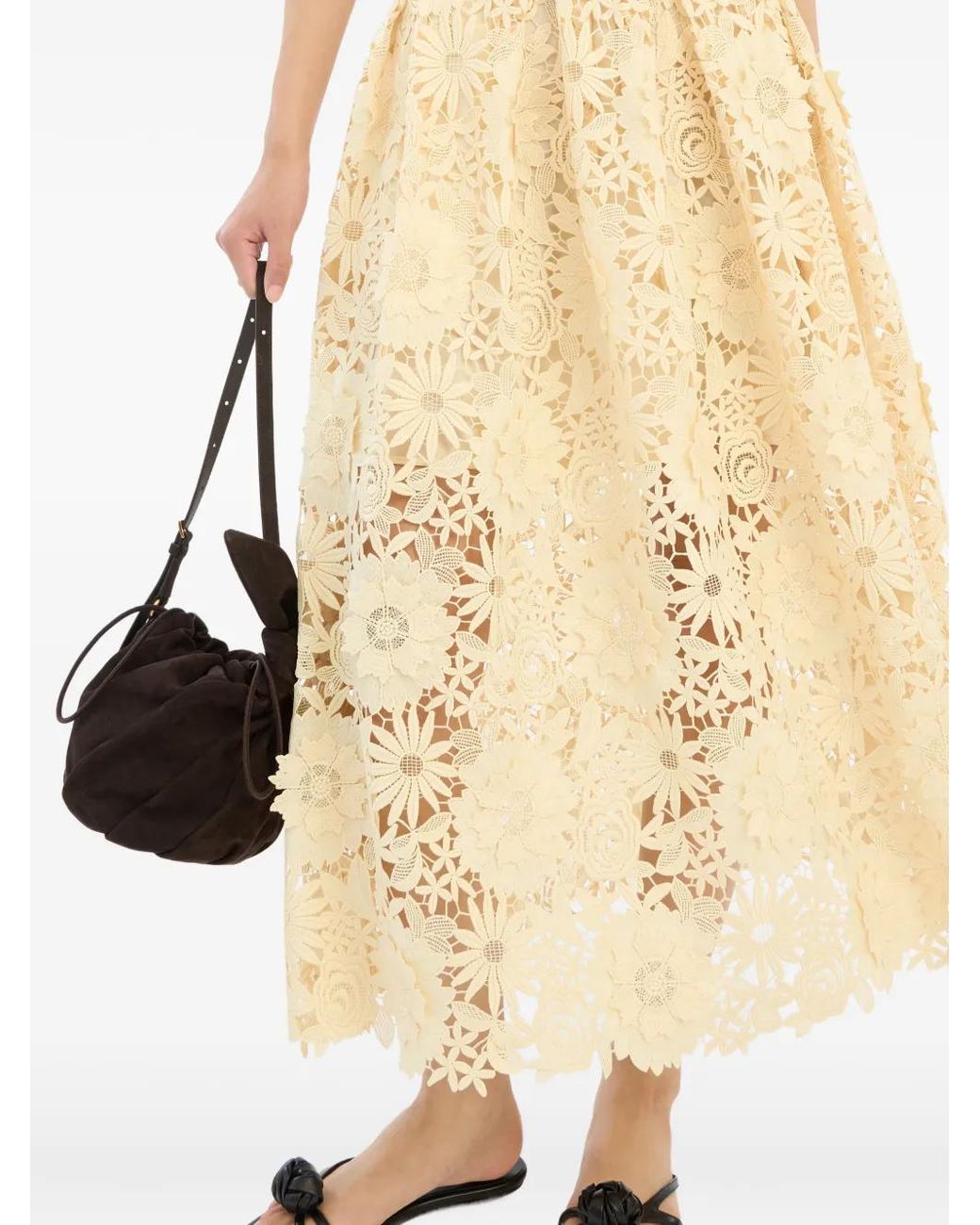 ROTATE BIRGER CHRISTENSEN White 3D Lace Midi Skirt