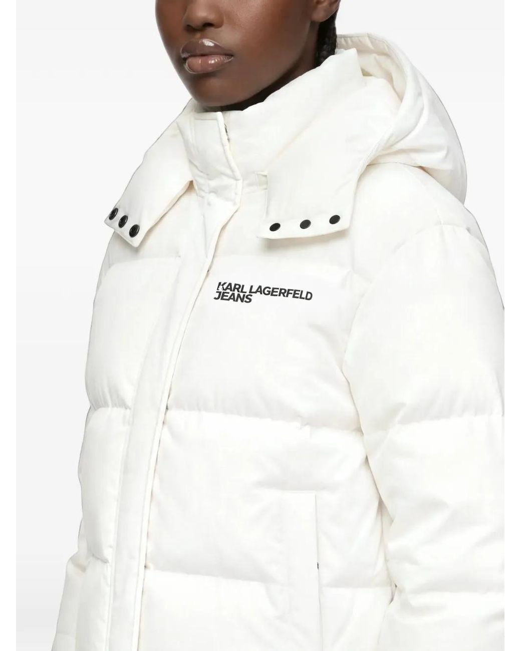 Karl Lagerfeld White Logo Puffer Jacket