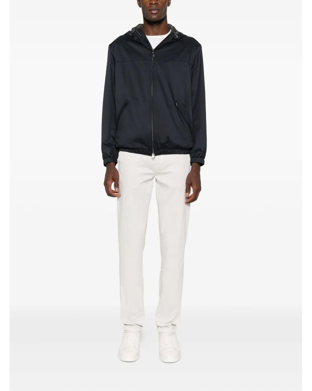 Canali Black Hooded Zip-Up Jacket for men