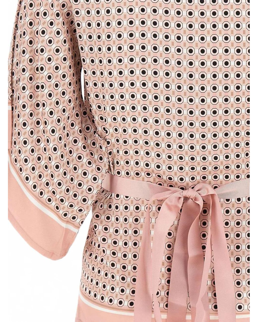 Kangra White Micro-Print Wrap-Style Blouse