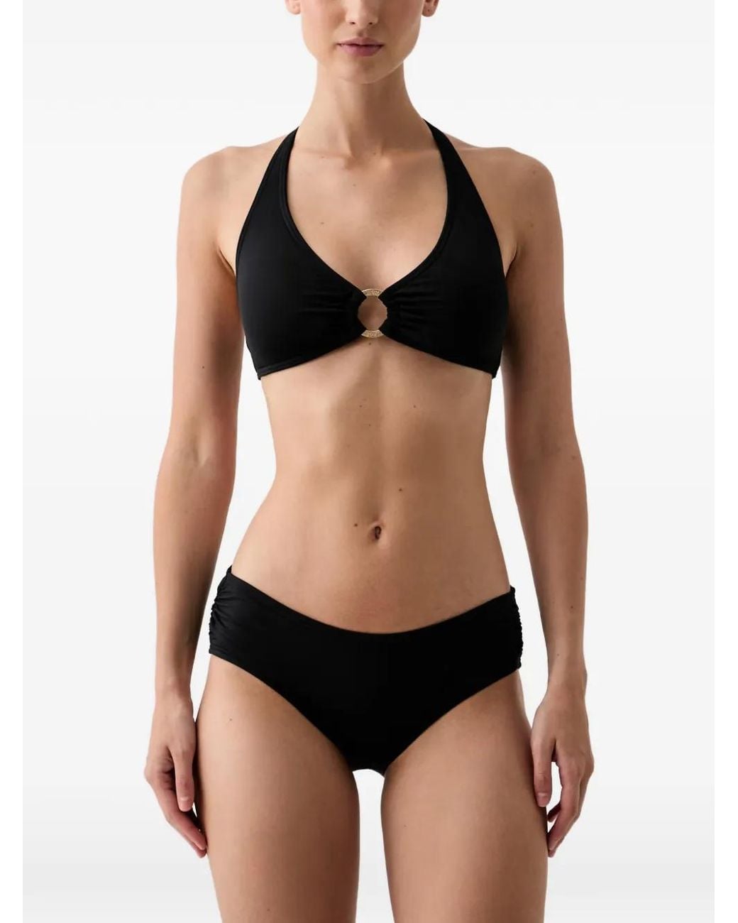 MICHAEL Michael Kors Black Logo-Ring Halterneck Bikini