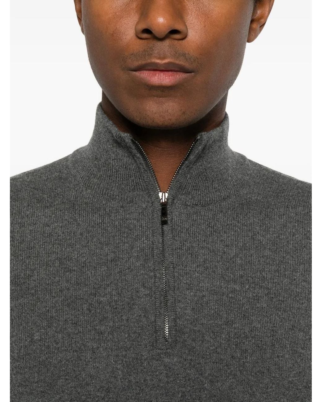 Loro Piana Gray Half-Zip Sweater for men