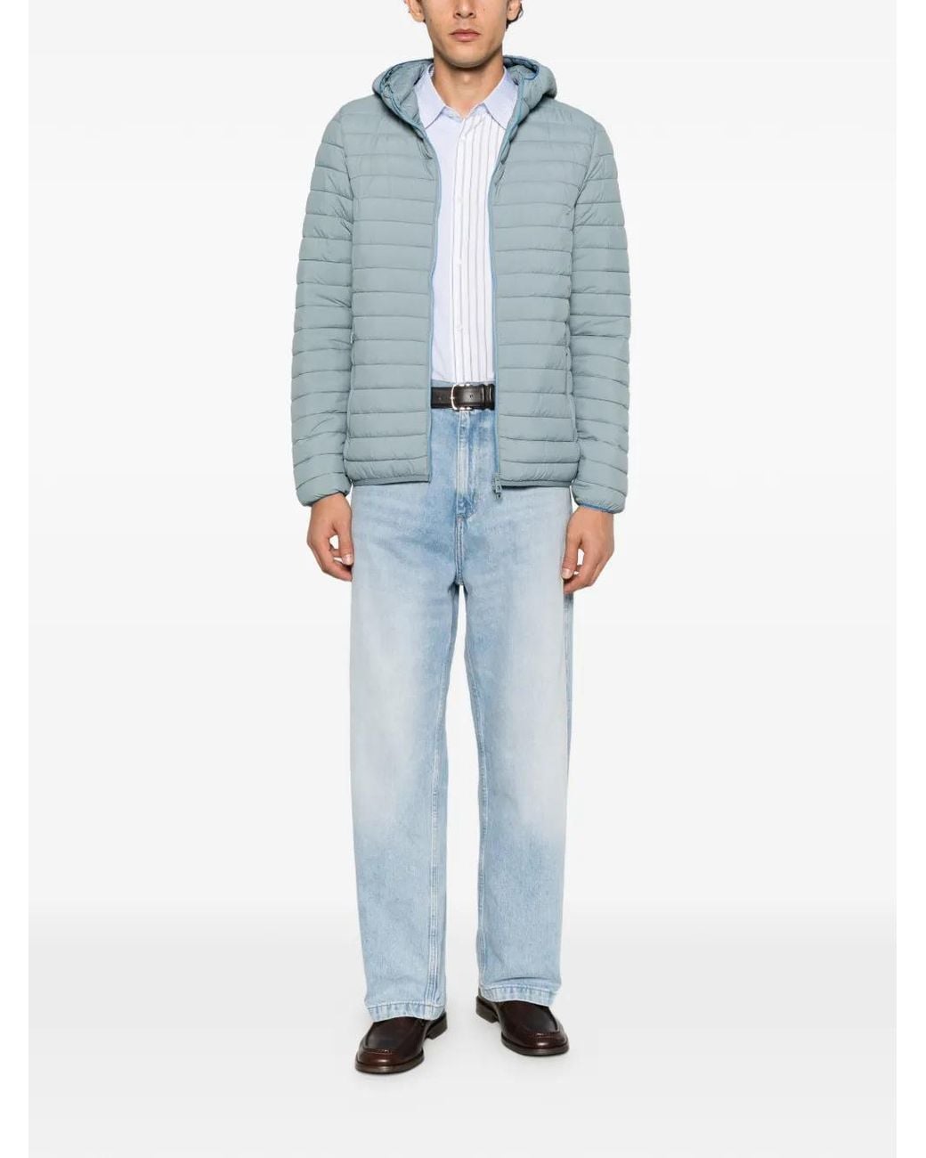 Piquadro Blue Quilted Hooded Jacket for men