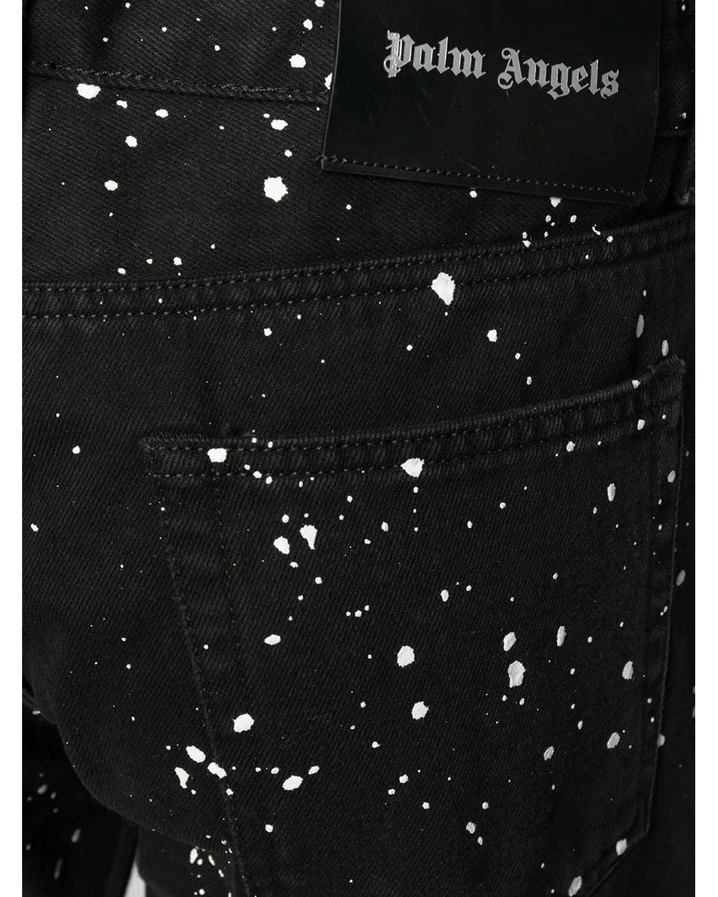 Palm Angels Black Cactus Print Jeans for men
