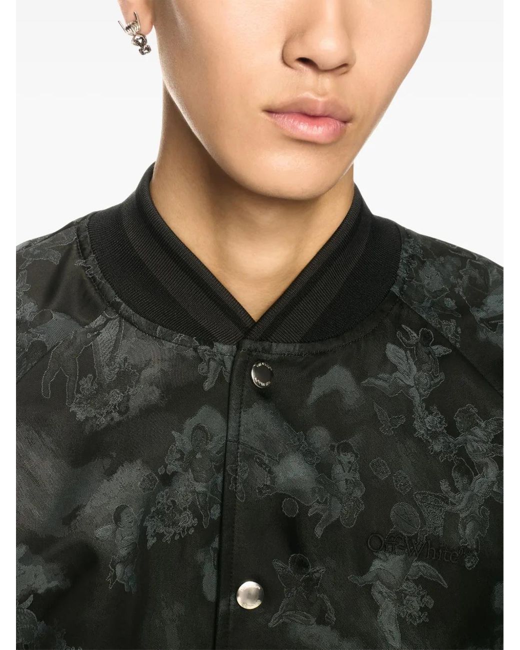 Off-White c/o Virgil Abloh Black Fresco Souvenir Varsity Bomber Jacket for men