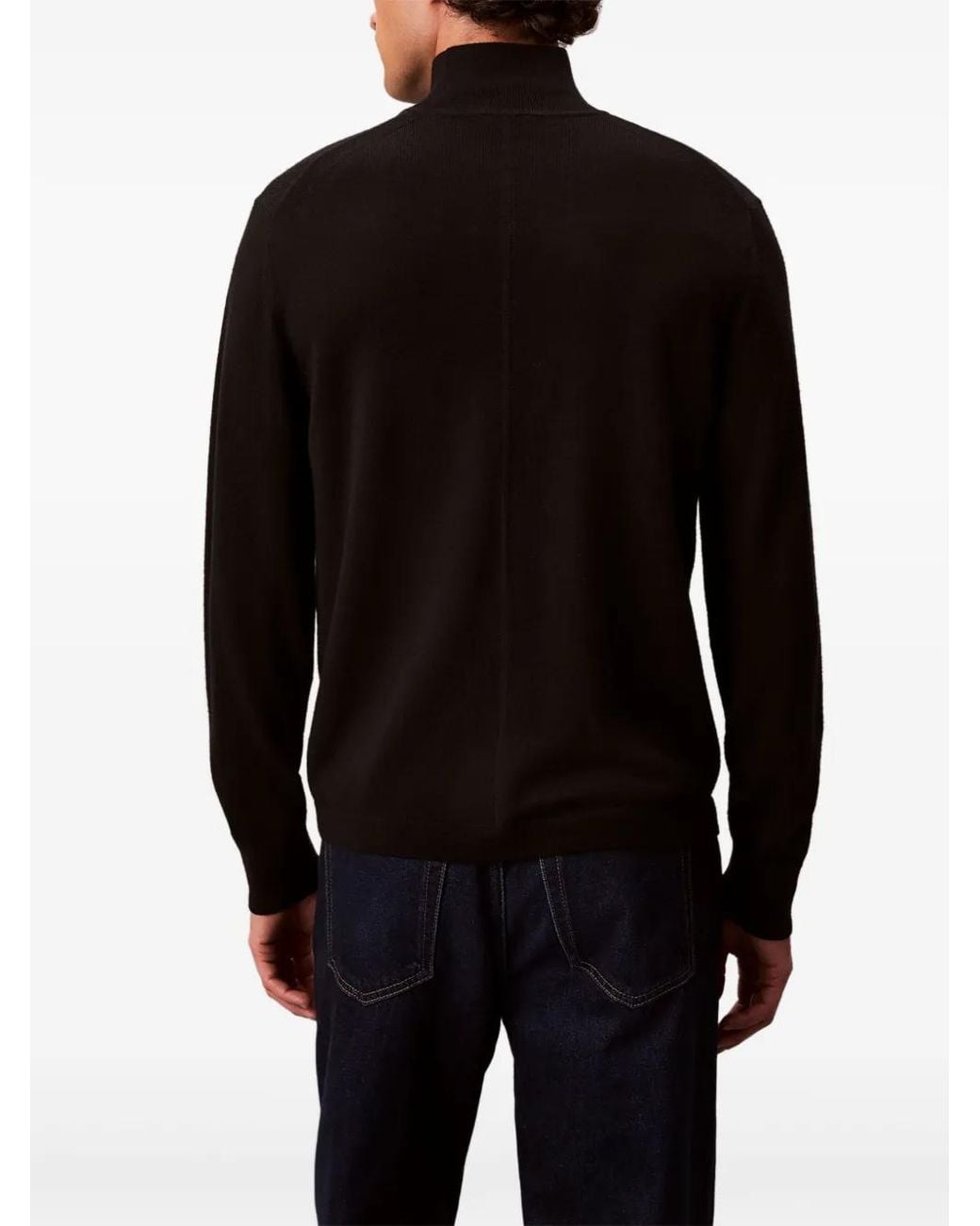 Calvin Klein Black Mock-Neck Wool Sweater for men