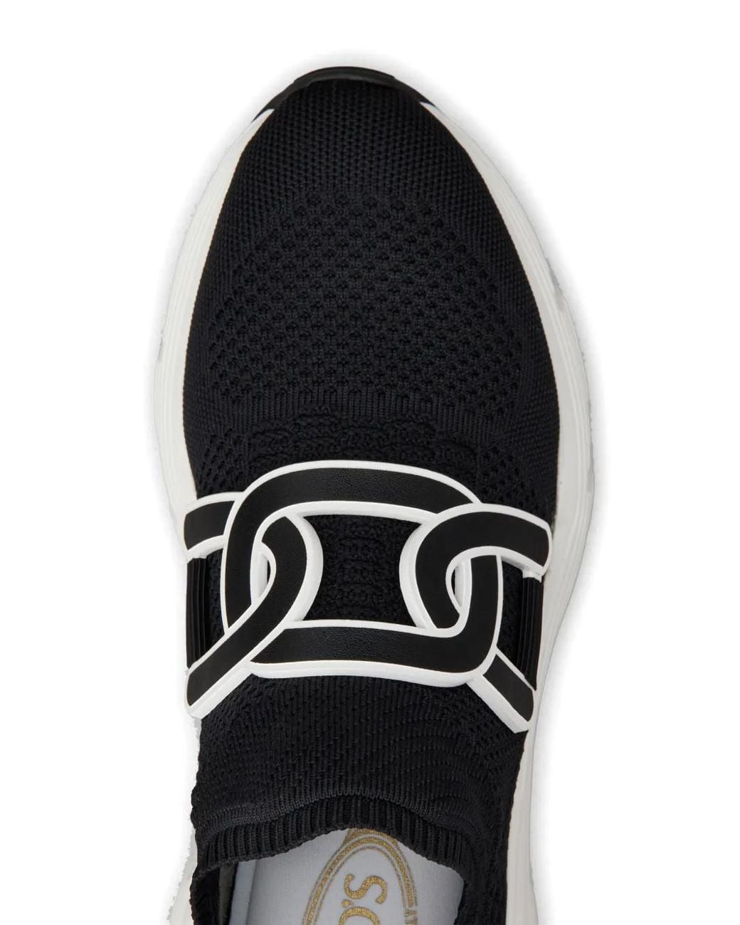 Tod's Black Knitted Applique Logo Slip-On Sneakers