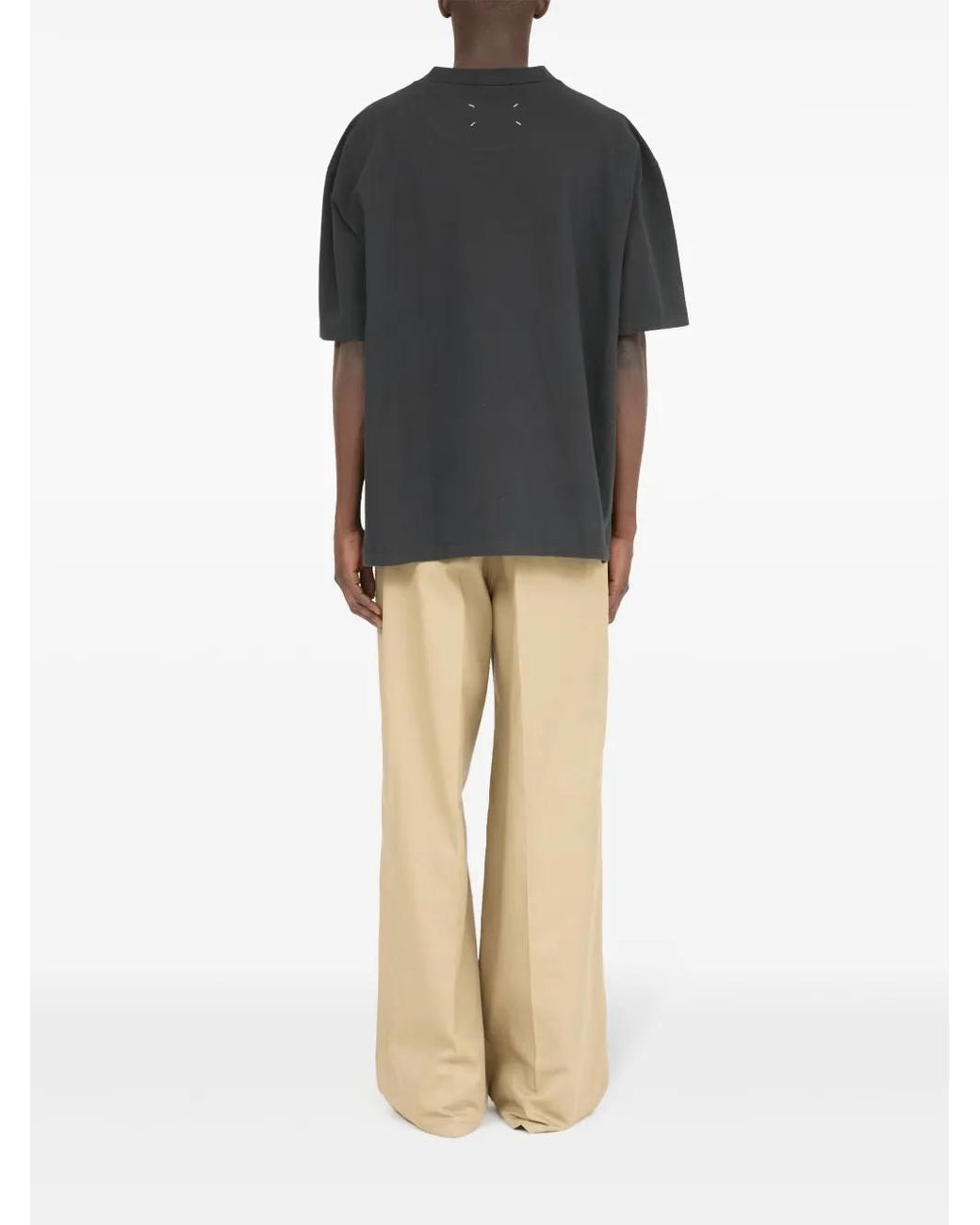 Maison Margiela Black Embroidered Logo Cotton T-Shirt for men