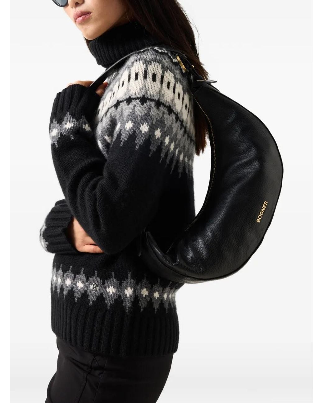 Bogner Black Ingrid Jacquard-Knit Sweater