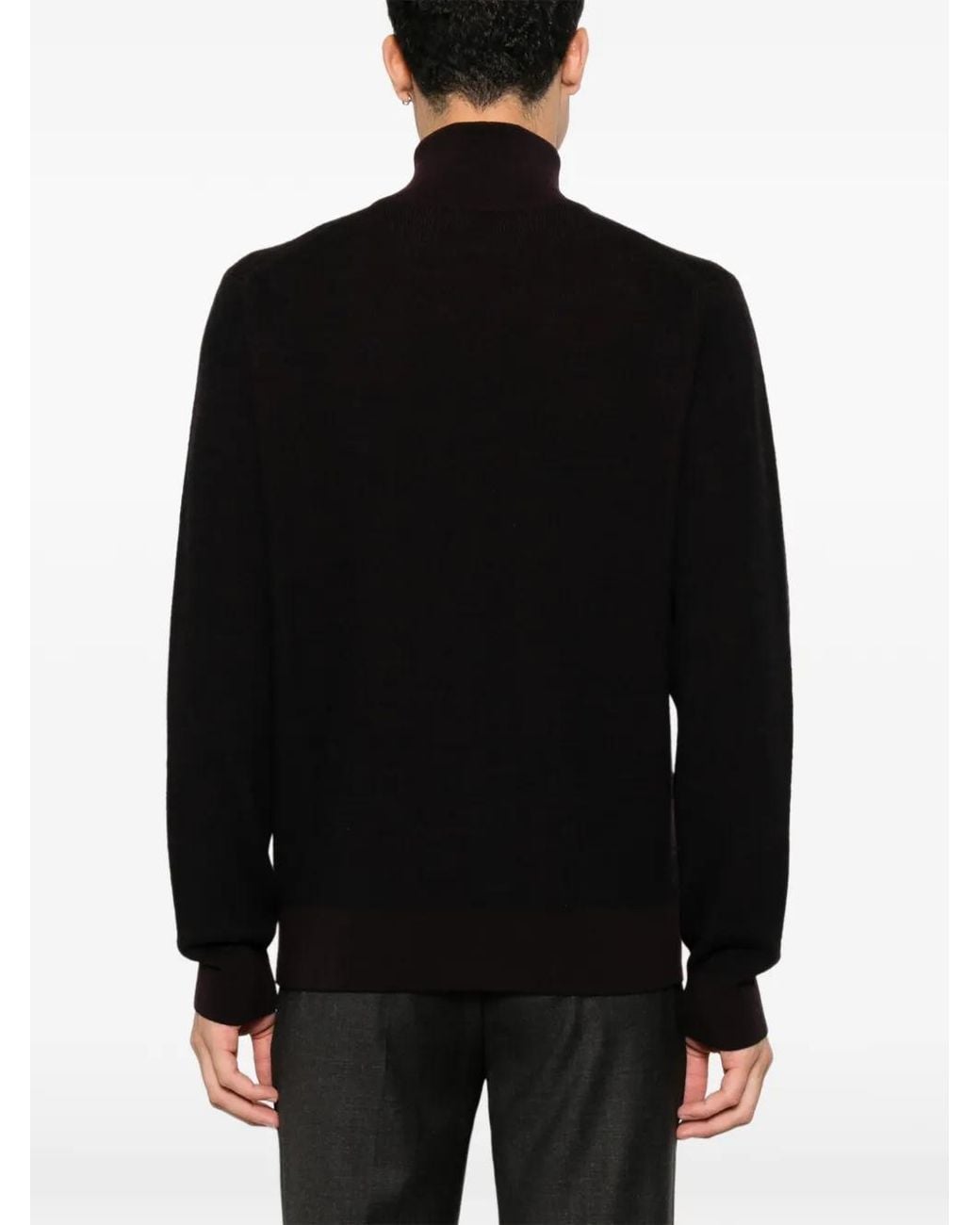 Brioni Black Quarter-Zip Cashmere Sweater for men