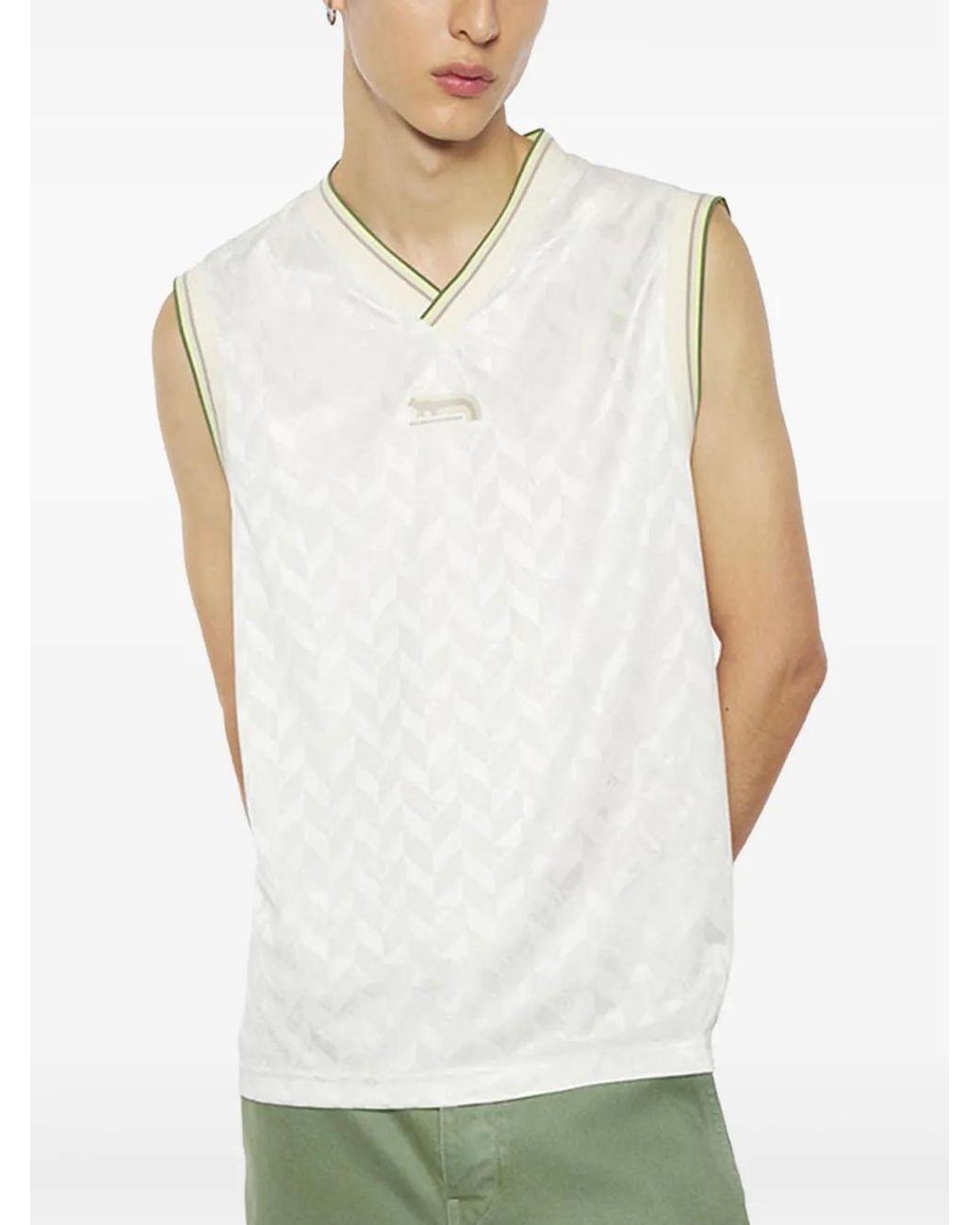 Maison Kitsuné White Flash Fox-Jacquard Tank Top for men