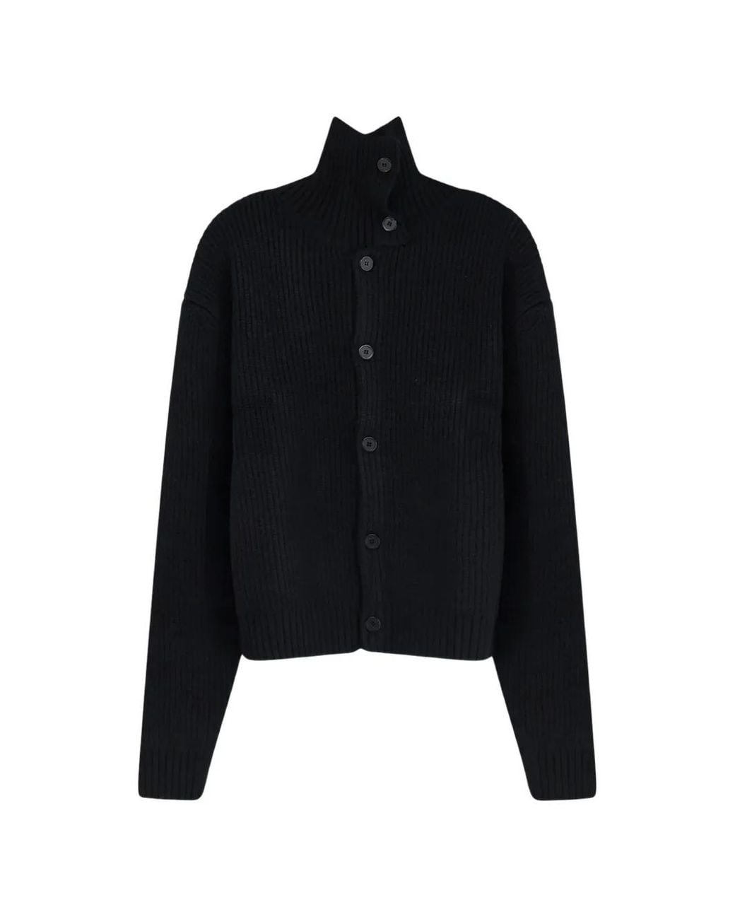 TONYWACK Black Ribbed-Knit High-Neck Jacket for men